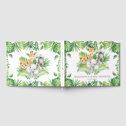 Oerwoud Dier Chic Tropical Greenery Baby shower Gastenboek (Volledig)