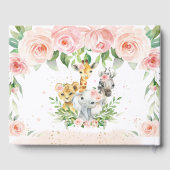Oerwoud Dier Chique Blush Roze Bloemen Baby shower Gastenboek (Achterkant)