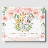 Oerwoud Dier Chique Blush Roze Bloemen Baby shower Gastenboek (Voorkant)