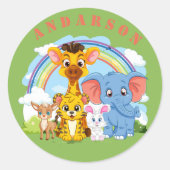 Oerwoud Dier Gepersonaliseerde naam Ronde Sticker (Voorkant)