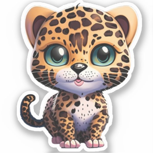 Oerwoud Dier Kitten Leopard Cub Kitty Cat Sticker (Voorkant)