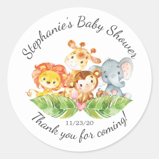 Oerwoud Dier Meisjes Baby shower Favor Sticker (Voorkant)