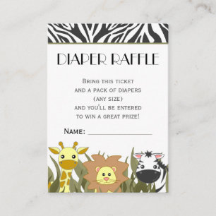 Oerwoud Dier Thema Luier Raffle Ticket Informatiekaartje