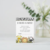 Oerwoud Dier Thema Luier Raffle Ticket Informatiekaartje (Staand voorkant)