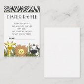 Oerwoud Dier Thema Luier Raffle Ticket Informatiekaartje (Voorkant / Achterkant)