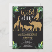 Oerwoud Dier Wilde 1 1e verjaardag Uitnodiging (Voorkant)