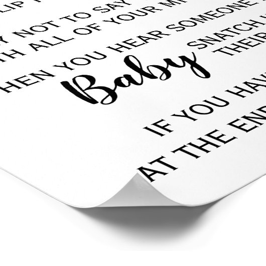 Oerwoud Dier Zeg niet dat het Baby shower van het  Poster (Hoek)