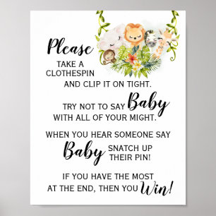 Oerwoud Dier Zeg niet dat het Baby shower van het  Poster