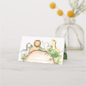 Oerwoud Dieren 1e Verjaardag Baby shower Groen Plaatskaartje (Achterkant)