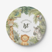 Oerwoud Dieren 1e Verjaardag Party Papier Borden Papieren Bordje (Voorkant)