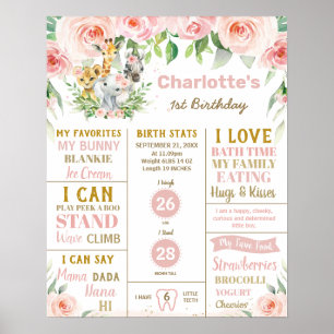 Oerwoud dieren 1e verjaardag van de milestone Birt Poster