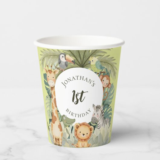 Oerwoud Dieren 1e verjaardagsfeest Papieren Bekers (Voorkant)