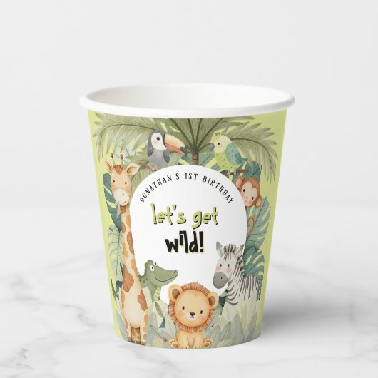 Oerwoud Dieren 1e verjaardagsfeest Papieren Bekers (Voorkant)