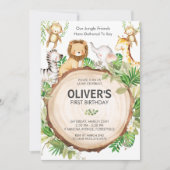 Oerwoud Dieren 1e Verjaardagsfeestje Groene Safari Kaart (Voorkant)