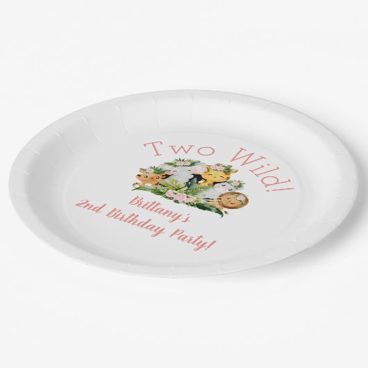 Oerwoud dieren 2 Wilde 2e verjaardag Papieren Bordje (Gekanteld)