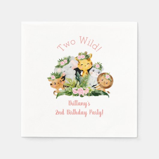 Oerwoud dieren 2 Wilde 2e verjaardag Servet (Voorkant)