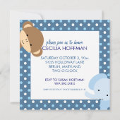 Oerwoud Dieren Baby Boy Shower Invitations Kaart (Achterkant)