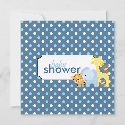 Oerwoud Dieren Baby Boy Shower Invitations Kaart (Voorkant)