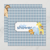 Oerwoud Dieren Baby Boy Shower Invitations Kaart (Voorkant / Achterkant)