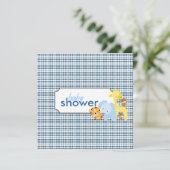 Oerwoud Dieren Baby Boy Shower Invitations Kaart (Staand voorkant)
