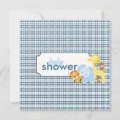 Oerwoud Dieren Baby Boy Shower Invitations Kaart (Voorkant)