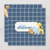 Oerwoud Dieren Baby Boy Shower Invitations Kaart (Voorkant / Achterkant)