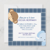 Oerwoud Dieren Baby Boy Shower Invitations Kaart (Achterkant)