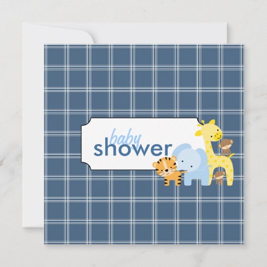 Oerwoud Dieren Baby Boy Shower Invitations Kaart (Voorkant)