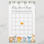 Oerwoud Dieren Baby shower Bingo Game (Voorkant)