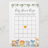 Oerwoud Dieren Baby shower Bingo Game (Voorkant / Achterkant)
