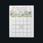 Oerwoud Dieren Baby shower Bingo Game Notitieblok<br><div class="desc">Baby shower bingo-jachttraangpad met schattig oerwoud,  waaronder een olifant,  leeuw,  giraffe & rhino.</div>