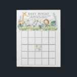 Oerwoud Dieren Baby shower Bingo Game Notitieblok<br><div class="desc">Baby shower bingo-jachttraangpad met schattig oerwoud,  waaronder een olifant,  leeuw,  giraffe & rhino.</div>