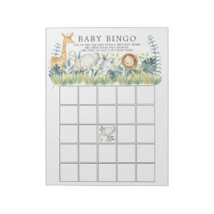 Oerwoud Dieren Baby shower Bingo Game Notitieblok