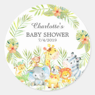 Oerwoud Dieren Baby shower Dank je wel voor Ronde Sticker