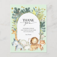 Oerwoud dieren baby shower dank u briefkaart
