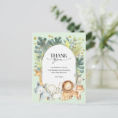 Oerwoud dieren baby shower dank u briefkaart (Staand voorkant)