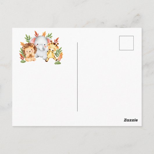 Oerwoud Dieren Baby shower Dank u Briefkaart (Achterkant)