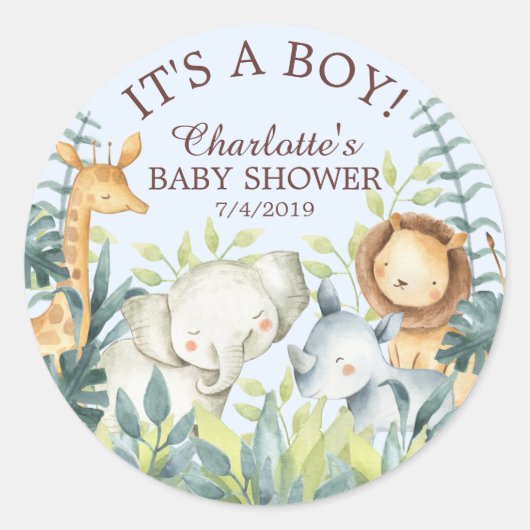 Oerwoud Dieren Baby shower Dank u voor Sticker (Voorkant)