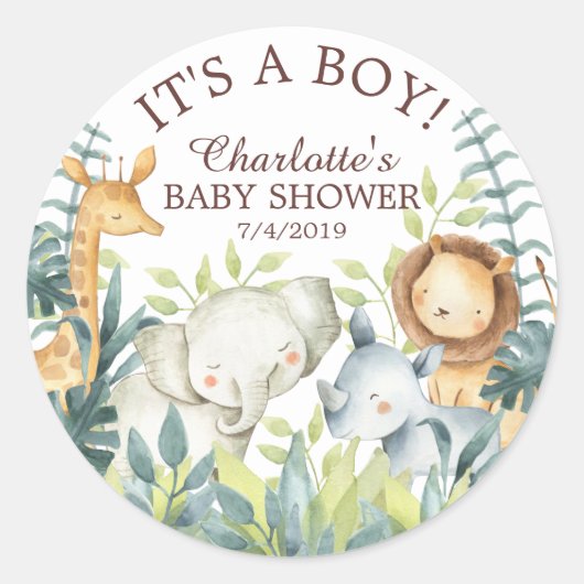 Oerwoud Dieren Baby shower Dank u voor Sticker (Voorkant)