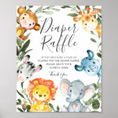 Oerwoud Dieren Baby shower Dappere Raffle Sign Poster (Voorkant)