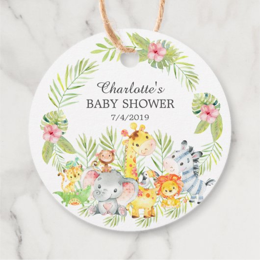 Oerwoud Dieren Baby shower Favor Cadeft Label (Achterkant)