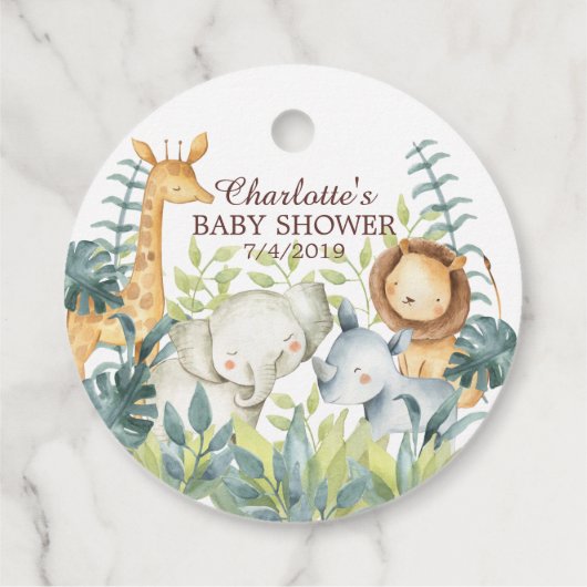 Oerwoud Dieren Baby shower Favor Cadeft Label (Achterkant)