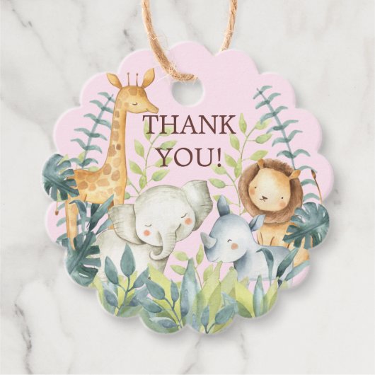Oerwoud Dieren Baby shower Favor Cadeft Label (Voorkant)