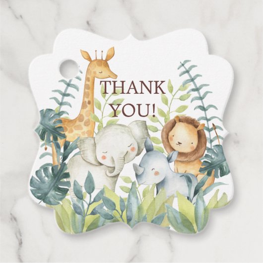 Oerwoud Dieren Baby shower Favor Cadeft Label (Voorkant)