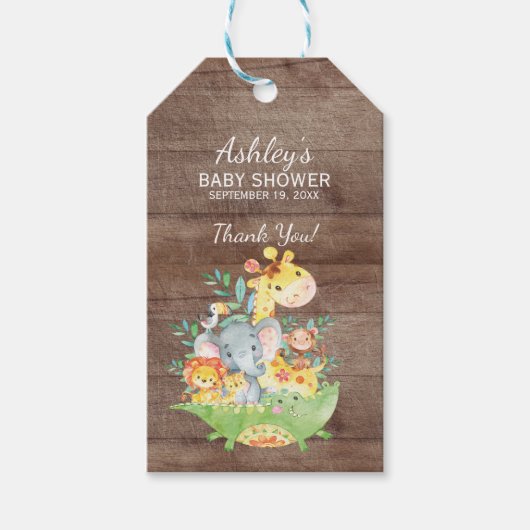 Oerwoud Dieren Baby shower Favor Cadeft Label Cadeaulabel (Voorkant)