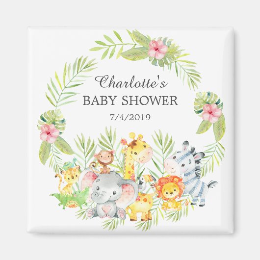 Oerwoud Dieren Baby shower Favor Magnet (Voorkant)