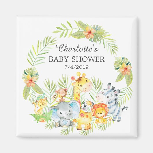 Oerwoud Dieren Baby shower Favor Magnet (Voorkant)