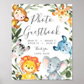 Oerwoud Dieren Baby shower Foto Guestbook Sign. Poster (Voorkant)