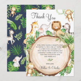 Oerwoud Dieren Baby shower Greenery Safari Boy Bedankkaart