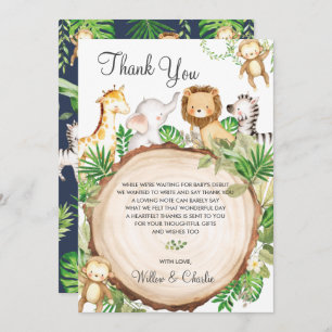 Oerwoud Dieren Baby shower Greenery Safari Boy Bedankkaart